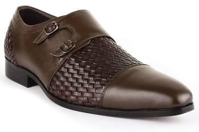 

Buckle Up Formal Leather Shoes Monk Strap For Men(Brown