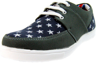 

SAUNTER Saunter Men's Grey and Blue with Stars Canvas Shoes Canvas Shoes For Men(Grey, Gray