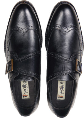 

Walker Styleways Benevento Wingtip Leather Monk Strap For Men(Black