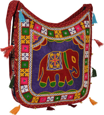 

Zaributi Girls Casual Maroon Cotton Sling Bag