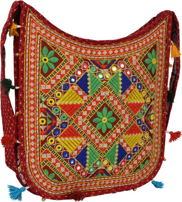 

Zaributi Girls Casual Maroon Cotton Sling Bag
