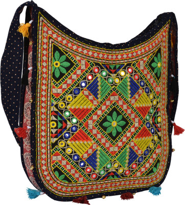 

Zaributi Girls Casual Blue Cotton Sling Bag
