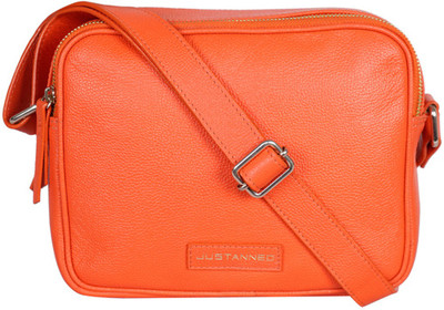 

Justanned Women Casual Orange Genuine Leather Sling Bag