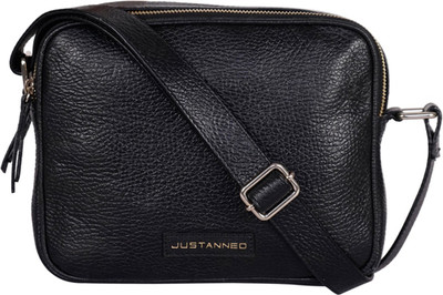 

Justanned Women Casual Black Genuine Leather Sling Bag