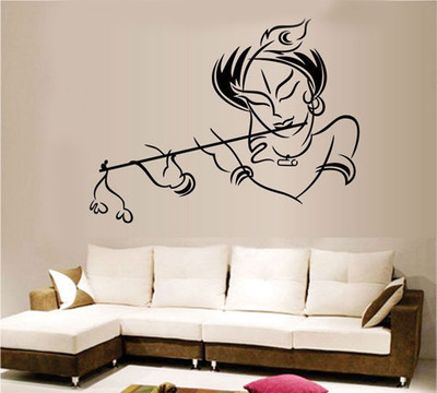 VI COLLECTIONS 90 cm divine flute krishna Non-Reusable Sticker(Pack of 1)