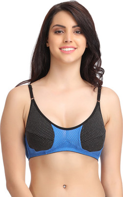 Clovia by Clovia Cotton Rich Non-Padded Non-Wired Full Cup Printed Bra Women Full Coverage Non Padded Bra(Black)