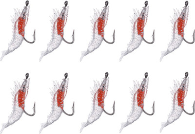 

Hunting Hobby Fishing Live Silicone Rubber Shrimp, Fishing Prawn Lure With High Rigged Stainless Steel Hook, Bait Soft Bait Fishing Lure(Pack of 10 Size 6)