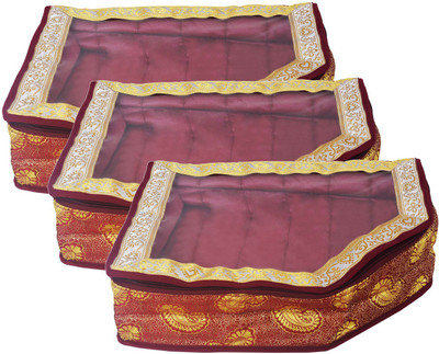 

SuiDhaga Jama Maroon Blouse Cover Organisers Pack Of 3 (Dimension: 36*30*10 CM) (Upto 18-30 Blouses) SD064C(Maroon)