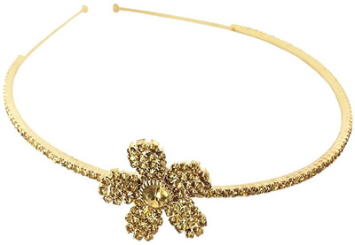 

AccessHer Rhinestone Studded Golden Metal Head band Crown for Girls and Women Hair Band(Gold)