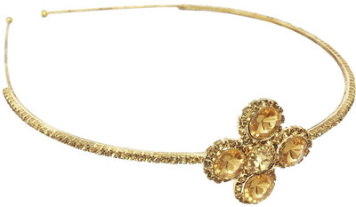 

AccessHer Rhinestone Studded Metal Head band for Girls and Women Hair Band(Gold)