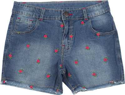 

612 League Short For Girls Casual Solid Cotton(Blue, Pack of 1, Denimx
