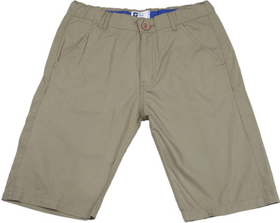 

612 League Short For Boys Casual Solid Cotton(Brown, Pack of 1, Dark khakhi