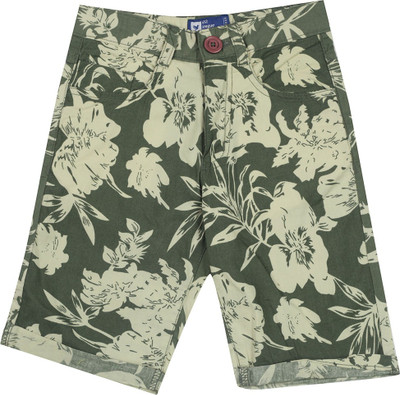 

612 League Short For Boys Casual Printed Cotton(Green, Pack of 1, Olive
