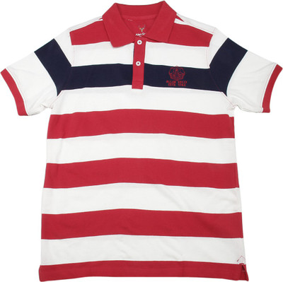 

Allen Solly Junior Boys Striped Cotton T Shirt(Red, Pack of 1