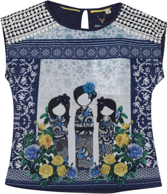 

Allen Solly Junior Girls Printed Cotton T Shirt(Blue, Pack of 1