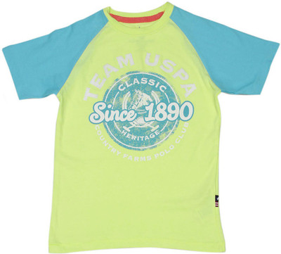 

US Polo Kids Boys Printed Cotton T Shirt(Yellow, Pack of 1, Me. yellow