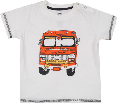 

612 League Boys Printed Cotton T Shirt(White, Pack of 1