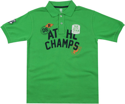 

612 League Boys Solid Cotton T Shirt(Green, Pack of 1