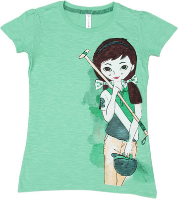 

US Polo Kids Girls Solid Cotton T Shirt(Light Green, Pack of 1, Lt. green