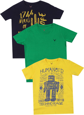 

Allen Solly Junior Boys Woven Cotton T Shirt(Yellow, Pack of 1, Green/navy/yellow