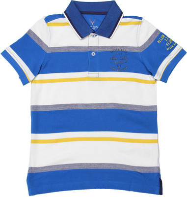 

Allen Solly Junior Boys Striped Cotton T Shirt(Blue, Pack of 1