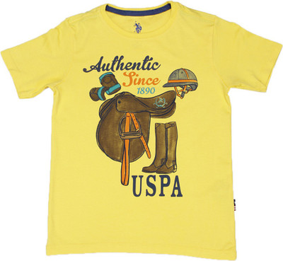 

US Polo Kids Boys Printed Cotton T Shirt(Yellow, Pack of 1, Med. yellow