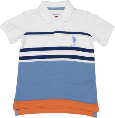 

US Polo Kids Boys Solid Cotton T Shirt(White, Pack of 1, Me orange