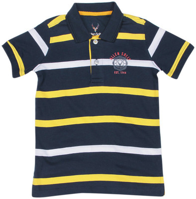 

Allen Solly Junior Boys Striped Cotton T Shirt(Blue, Pack of 1