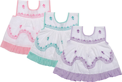 

Littly Baby Girls Casual Cotton A-line Top(Multicolor, Pack of 3
