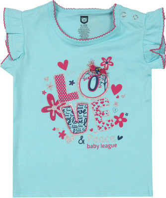 

612 League Baby Girls Casual Cotton Top(Blue, Pack of 1, Aqua