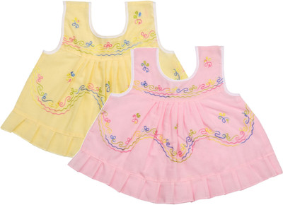 

Littly Baby Girls Casual Cotton A-line Top(Multicolor, Pack of 2