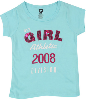 

612 League Girls Casual Cotton Top(Blue, Pack of 1, Aqua