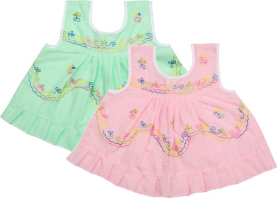 

Littly Baby Girls Casual Cotton A-line Top(Multicolor, Pack of 2