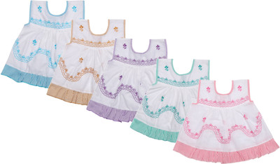 

Littly Baby Girls Casual Cotton A-line Top(Multicolor, Pack of 5