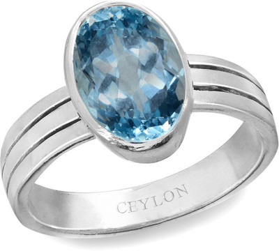 Ceylon Gems Blue Topaz Neela Pukhraj 3.9cts or 4.25ratti stone Stunning Sterling Silver Topaz Ring Flipkart