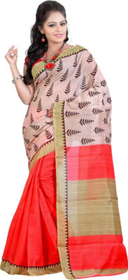 ADHRUVA FASHIONS Printed Fashion Khadi, Silk Saree(Pink) available at flipkart for Rs.420