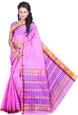 

Weavedeal Checkered Coimbatore Cotton Saree(Pink)