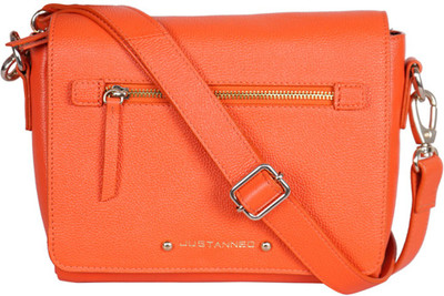 Justanned Women Casual Orange Genuine Leather Sling Bag