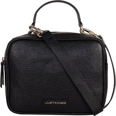 

Justanned Women Formal Black Genuine Leather Sling Bag