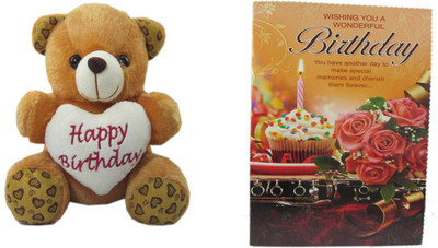 

Advance Hotline Teddy Bear with Happy Birthday Message & Card - 15 cm(Multicolor)