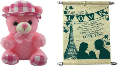 

Advance Hotline Teddy Bear Soft Toy and Scroll Card Expressing Love - 12 cm(Multicolor)