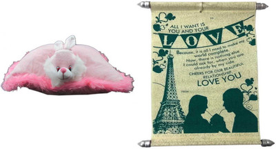 

Advance Hotline Teddy Bear Soft Toy and Scroll Card Expressing Love - 16 cm(Multicolor)