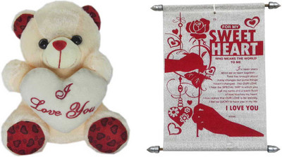

Advance Hotline Teddy Bear Soft Toy and Scroll Card Expressing Love - 14 cm(Multicolor)