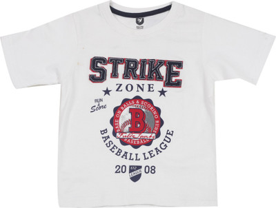 

612 League Boys Printed Cotton T Shirt(White, Pack of 1