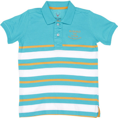 

Allen Solly Junior Boys Striped Cotton T Shirt(Blue, Pack of 1