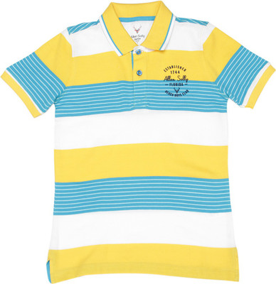 

Allen Solly Junior Boys Striped Cotton T Shirt(Yellow, Pack of 1