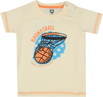

612 League Boys Printed Cotton T Shirt(White, Pack of 1, Off white