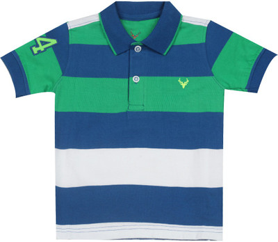 

Allen Solly Junior Boys Striped Cotton T Shirt(Green, Pack of 1