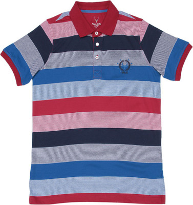 

Allen Solly Junior Boys Striped Cotton T Shirt(Red, Pack of 1