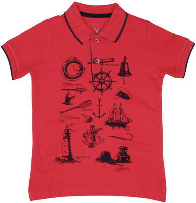

Allen Solly Junior Boys Printed Cotton T Shirt(Red, Pack of 1